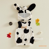 UPUP-Baby Dalmatian Dog Costume Winter Warm Sleeveless Tops Plush Animal Costume with Hood