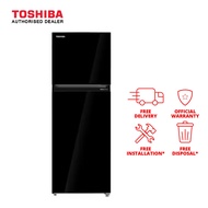 (Bulky) Toshiba 411L 2 Door Fridge TMF Black Glass GR-RT559WE-PMX(22S)