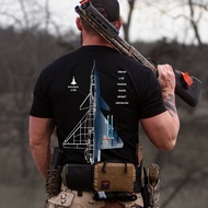 Guozhi Heavy Weapon J-10C Owl Dragon Fighter Printed Short-Sleeved T-Shirt Pure Cotton Round Neck Sh