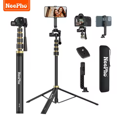 NeePho Stable Aluminum Alloy 216cm Remote 360° Selfie Stick Tripod, Universal for Phone & Camera NP-