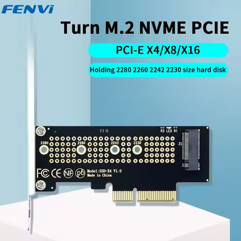 FENVI M.2 NVME to PCIe Adapter With Aluminum SSD Heatsink 64Gbps M.2 SSD Gen4 PCIe4.0 X4 X8 X16 Expa