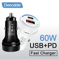 2 IN 1 QC30W+PD30W Fast Charging Car Charger Total 60W Phone Charger Power Adapter Dual Ports Car Ch