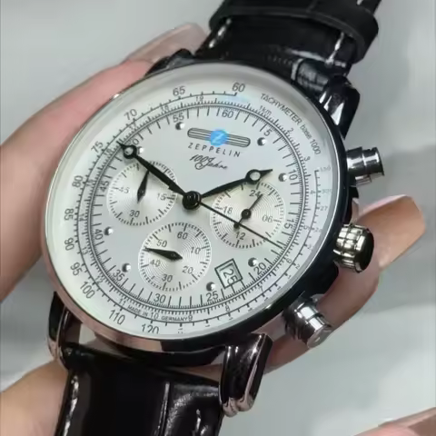 New Zeppelin Automatic Date Wristwatch Three-eye Run Seconds Multifunctional Timing Business Leisure