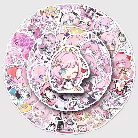 Hot 50pcs Honkai Impact 3 Stickers Cute Elysia Cartoon Sticker Fridge Luggage Laptop Phone Guitar Ca