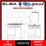 [Sellers Own Fleet] ELBA EGC-C9703G(BK) 70L I 90cm Gas Cooker with Gas Oven I 4 Function