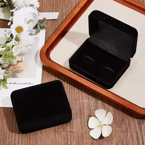 High-end Flocked Cufflink Box Men's Business Gift Box Stud Packaging Flip-top Velvet Storage Box Wed