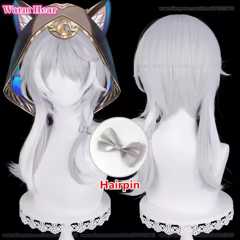 Game HSR Synthetic Hair Cipher Long 52cm Silver Gray Braid Cosplay Anime Wig Heat Resistant Hair Hal
