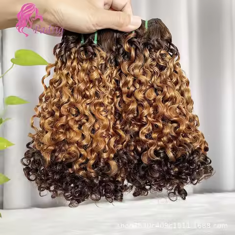 P4/30 #30/99j 15A Pixie Curly Super Double Drawn Human Hair Bundles 100g/PC Full End 8-26 Inch Doubl