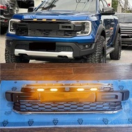 Front Grills Racing Grille For Ford Ranger Raptor 2022 2023 Accessories T9 Pickup Car LED Mask Mesh With Camera Hole