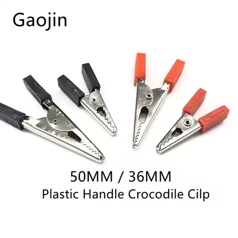 10Pcs 50mm / 34mm Plastic Handle Test Probe Metal Alligator Clips Connector Connect Socket Plug for 