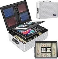 Fireproof Document Bag with Lock - 14" Fireproof Safe Box for Home & Travel, 8-Layer Waterproof Fire