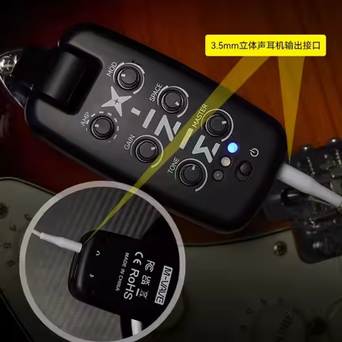 New M-Vave Mini-X Headphone Amplifier Guitar Bass Effects Portable Rechargeable Plug-In Amp Built-In