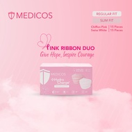 MEDICOS Pink Ribbon HydroCharge Surgical Face Mask 4 Ply ASTM Level 2 (30's x 1 Box)