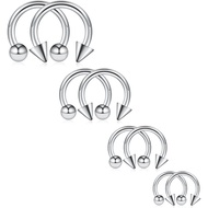 Ruifan 8PCS 12G Surgical Steel Nose Septum Horseshoe Hoop Earring Eyebrow Tragus Lip Piercing Ring B