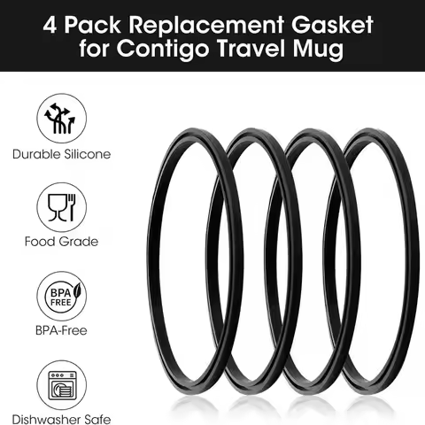4pcs Seal Replacement for Contigo Snapseal Byron Travel Mug 16oz & 20oz, Silicone Sealing Ring(Mug n