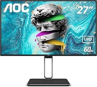 AOC U27U2DP 27" 4K Frameless Monitor, UHD 3840 x 2160, KVM, RJ45, USB-C Docking, Height Adjustable S