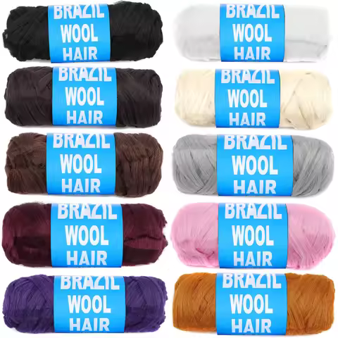 1pcs Brazilian Wool Hair Synthetic Crochet Hair Extensions for Women African Hair Yarn for Natural B