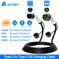 Portable EV Charging Cable 32A 22KW 3 Phase Electric Car Charger 3.5KW 16A 1 Phase EVSE Kit EV Cable