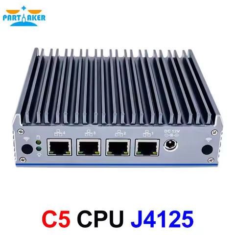 Partaker C5 Fanless Mini PC pfSense Firewall Appliance Quad Core J4125 VPN 4 x i210 i211-AT LAN Netw