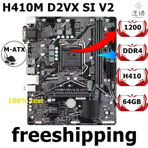 Used GIGABYTE H410M D2VX SI V2 Motherboard LGA1200 H410 Micro ATX DDR4 Max 64GB Support 10/11 Gen In
