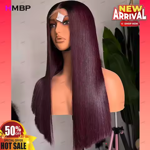 Straight 360/13x6 HD Glueless Lace Frontal Wig Human Hair Ready To Go 99J Colour Wigs Pre Plucked Ha