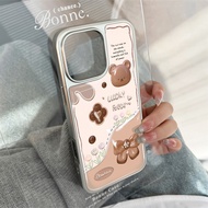 case for iphone X xsmax 11 12 13 14 15 16 Pro Max Plus Series Brown bear pattern transparent tpu pho