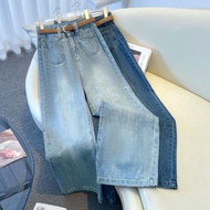 S-5XL Jeans Long pants blue BLACK High-Waist Retro Denim Pants牛仔裤 长裤 女 Wide Leg & Loose Fit | Big Si
