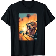 Golden Retriever Shirt Glasses Car Funny Golden Retriever T-Shirt