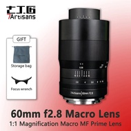 yuan6 7artisans 60mm F2.8 1:1 Magnification Macro Prime Lens DSLR Mirrorless Camera for CanonEOS-M Sony E A5000 Fuji FX Micro 4/3 epm1 DSLRs Lenses