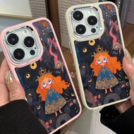 Cute Long Hair Princess Phone Case Compatible for IPhone 11 12 13 Pro 14 15 7 8 Plus SE 2020 XR X XS Max Metal Buttons Assembly Mirror Frame Silicone Cover Anti Drop