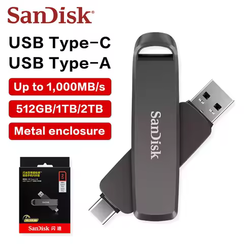 SanDisk Extreme PRO Dual Drive USB Type-A and Type-C 256GB 512GB High Speed 1TB 2TB Read Speed up to