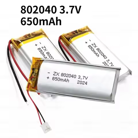 802040 Lipo Battery 3.7V 650mAh Li-Polymer Rechargeable Lithium Batteries for Smart Bracelet Audio S