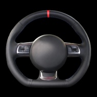 DIY Artificial leather Suede Carbon Fiber Customized Hand-stitched Car Steering Wheel Cover For Audi