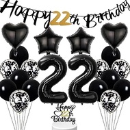 Conruich Hei Birthday Decoration 22 Years Man, Black White Balloon 22nd Birthday Woman, Cake Decorat