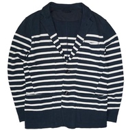 SOPHNET.日本製造拼接邊飾雙扣外套 (SOPH-120029)，小號，海軍藍/白色，修身外套。二手。 SOPHNET .