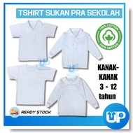 Tshirt Putih Cotton 180gsm Round neck Kolar Lengan Pendek Lengan Panjang Kain Tiada Jarang Sesuai Su
