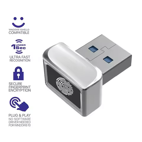 Zinc Alloy Material USB Fingerprint Reader Module Device For Windows 10 Hello 11 Biometrics Security
