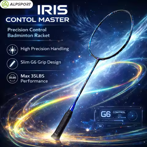 ALPSPORT IRIS 4U G6 All-Carbon Fiber Badminton Racket Maximum 35 lbs Offensive Training Racket Origi