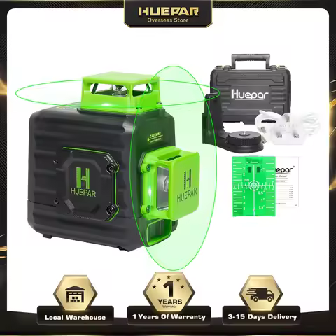 Huepar B02CG Cross Line Self-leveling Laser Level Green Beam Li-ion Battery with Type-C Charging Por