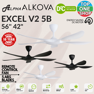 Alpha Fan | Excel V2 56 42 Inch DC Motor 5 Blade 12 R+F Speed Remote Control Ceiling Fan