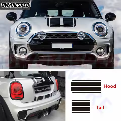 2PCS Car Sport Stripes For MINI Cooper One S JCW Countryman Clubman R55 R60 R61 F54 F55 F56 Auto Hoo