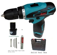 Xugel KE1012S 12V Lithium Battery Cordless Drill with 2 Battery, 4pcs Bits and carrying case