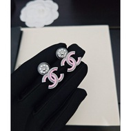 Real Shot❤ Brass Material Gun Black White Diamond Pink Earrings 6ANV a9f