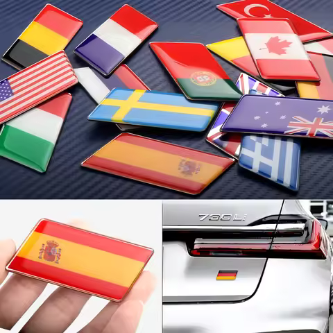 Car Front Grille Badge Body Trunk Sticker Decoration Australia Poland Germany Sweden Turkey America 