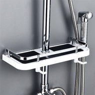 Bathroom Shampoo Tray Stand Shower Storage Holder Shelf Pole Shelves No Drilling Lifting Rod Shower Head Holder Rack Organizer