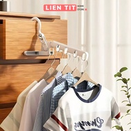 Multi-functional 5-hole folding clothes drying rack, space-saving, wall-mounted clothes drying bar w