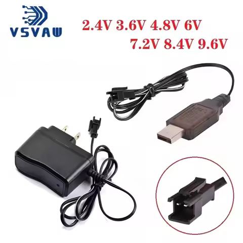 (SM-2P SM Plug) 2.4v 3.6v 4.8v 6v 7.2V 8.4v 9.6v 250mAh USB Charger For Ni-Cd Ni-MH Battery Pack Toy