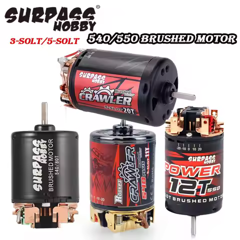SURPASS HOBBY 5-Slot 3-Slot 540 550 540 Plus Brushed Motor 12T 16T 27T 35T 80T for 1/10 RC Monster T