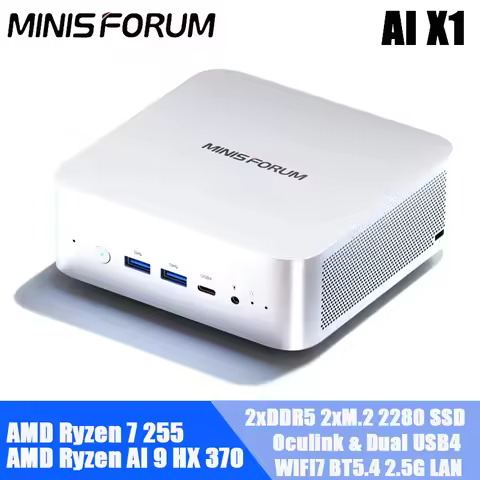 MINISFORUM AI X1 370 255 Mini PC AMD Ryzen AI 9 HX 370 R7 255 OCuLink 2*USB4 Built-in Dual Speaker W