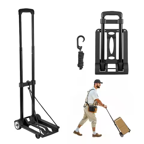 SucceBuy 110Lbs Folding Hand Truck Collapsible Luggage Cart with 2 Wheels Utility Platform Dolly for